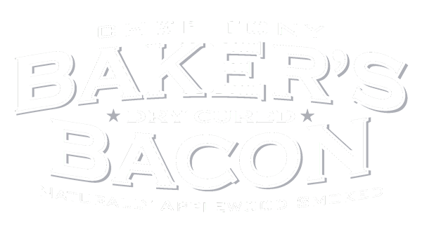 Inverse logo of Baker's Bacon