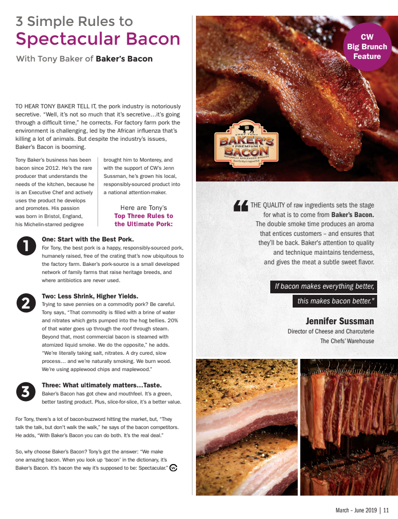 Screen capture of article on Chef's Warehouse - 3 Simple Rules to Spectacular Bacon