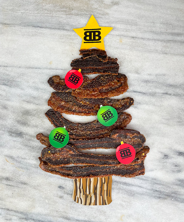 Christmas tree made of bacon